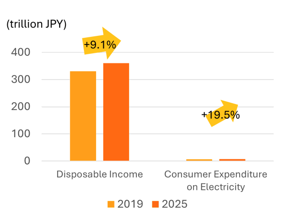 disposable income and consumer expenditure on electricity 2019 2025